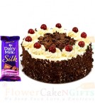 send OrderHalf kg Black  Forest Cake n Dairy Milk Silk Chocolate  Delivery