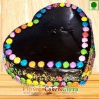 send 1Kg Eggless Cadbury Games Chocolate Truffle Cake Heart Shape delivery