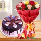send Orderten mix roses half kg kitkat chocolate cake Delivery