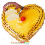 send 1kg heart shape butterscotch cake delivery