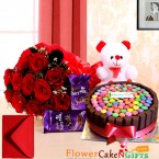send Orderhalf kg eggless kit kat games cake teddy bear dairy milk silks red roses bouquet Delivery