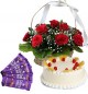 Half Kg Pineapple Cake Red Roses Basket n Chocolate 