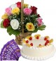 1Kg Pineapple Cake Mix Roses Basket n Chocolate