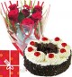  Eggless Black Forest Cake Half Kg with Red Roses bunch Combo 