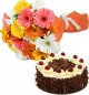 Eggless Black Forest Cake Half Kg N Gerberas Bouquet