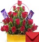 Basket Arrangement of Red Roses n Cadbury Dairy Milk Chocolates 