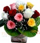12 Mix roses in vase arrangement