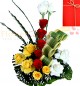15 Mix Color Roses in Basket