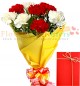 Bouquet of 8 Red n White carnations