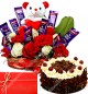 Eggless 500gms Black Forest Cake n Special teddy Roses Flower Chocolate Bouquet