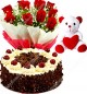Half Kg Black Forest Cake Red Roses Bouquet Teddy Bear