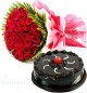 50 Red Roses Flower Bouquet n Half  Kg Chocolate Truffle Cake