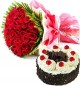 50 Red Roses Flower Bouquet  Half  Kg Black Forest Cake