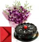 Orchid Bunch with Half Chocolate Truffles Cake Card