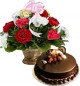 Chocolate Truffle Cake Half Kg N Carnations Basket