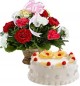 Pineapple Cake Half Kg N Carnations Basket