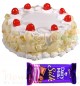 Half Kg White Forest Cake n Dairy Milk Silk Chocolate
