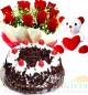 Half Kg Black Forest Eggless Cake Red Roses Bouquet Teddy Bear