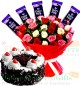 Half Kg Black Forest Cake Roses Flower Chocolate bouquet
