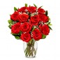 12 red roses in a vase