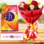 Designer Rakhi Roses Flower Bouquet n Cadbury Celebrations Chocolate Gift
