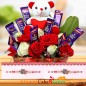 Designer Rakhi Teddy Flower Chocolate Bouquet