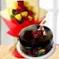  Yellow Red Roses Bouquet n Half Kg Chocolate Cake