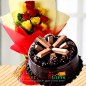 half kg kit kat cake n yellow red roses bouquet