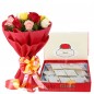 10 mix roses and 1 kg kaju barfi sweets