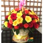 50 Red Yellow Roses Basket