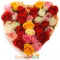 35 red roses heart shaped arrangement