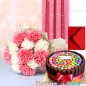 half kg eggless gems kit kat chocolate cake 10 carnations bouquet