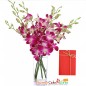 5 purple orchid in a vase