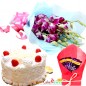 1kg eggless white forest cake n dairy milk chocolate n orchid bouquet