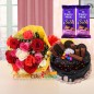 half kg choco oreo kit kat cake 15 mix roses 2 pcs dairy milk silk
