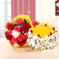 half kg pista pineapple cake and 10 mix roses bouquet