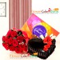 half kg eggless truffle cake 12 roses bouquet n celebrations chocolates