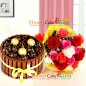 1kg kitkat ferrero rocher cake with 15 roses bouquet