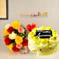 1kg rasmalai cake and 10 roses bouquet