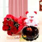 half kg chocolate cake teddy bear 6 red roses