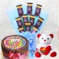 half kg kitkat gems cake n teddy chocolate bouquet