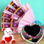 half kg chocolate gems heart shaped cake teddy dairy milk chocolate bouquet
