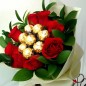 8 red roses 8 ferocher chocolate bouquet