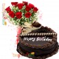half kg tempting chocolate cake n 10 roses bouquet