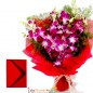 6 designer purple orchids bouquet with greeting card