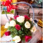 15 red white roses flower basket