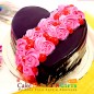 half kg eggless designer roses on heart chocolate cake
