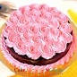 half kg eggless pink roses chocolate cake