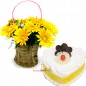 half kg eggless pineapple heart space 10 gerbera basket