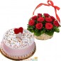 half kg eggless sprinkle of joy vanilla cake roses basket